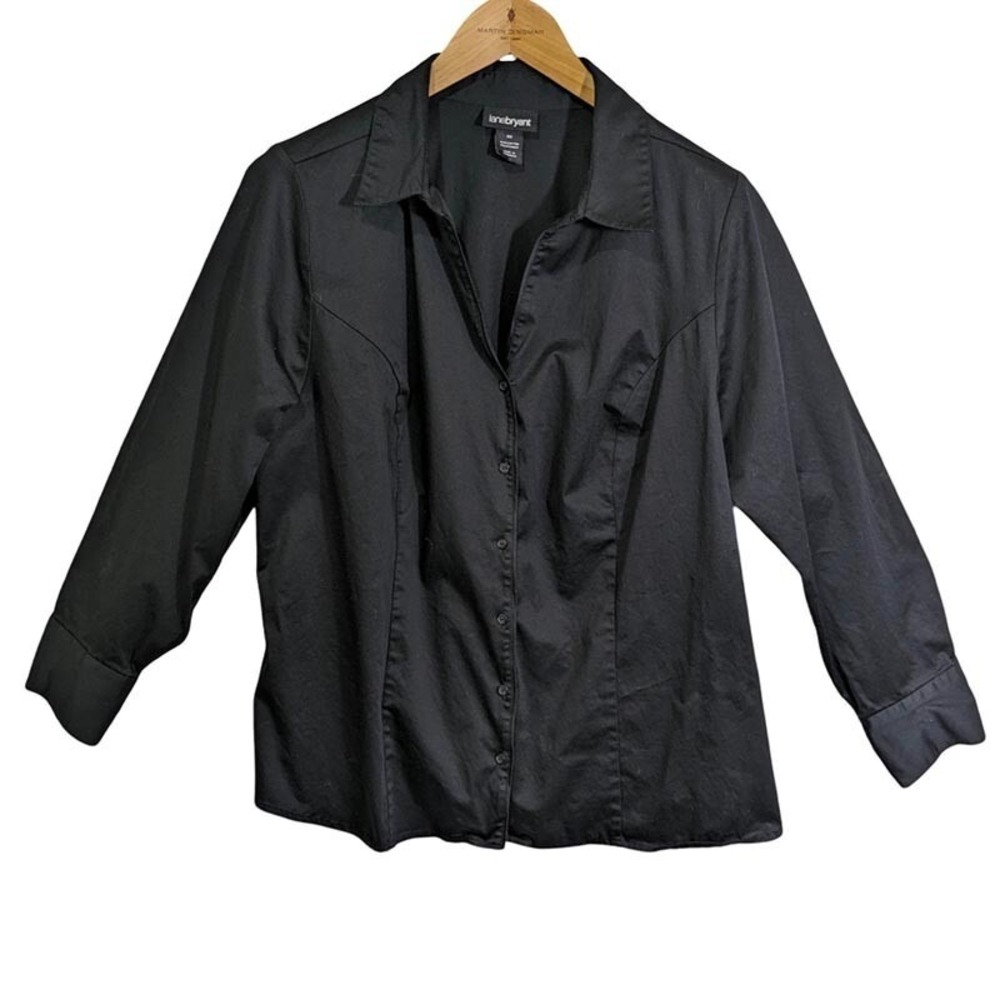 Lane Bryant Blouse Top Womens 22 Black Tailored Classic Professional Minimalist